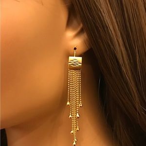 Dangle and Drop Earrings, Gold Tassel Earrings, Hanging Earrings Wedding Jewelry